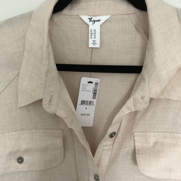 NWT Thyme Maternity Shirt Dress with Collar - Picture 4 of 5